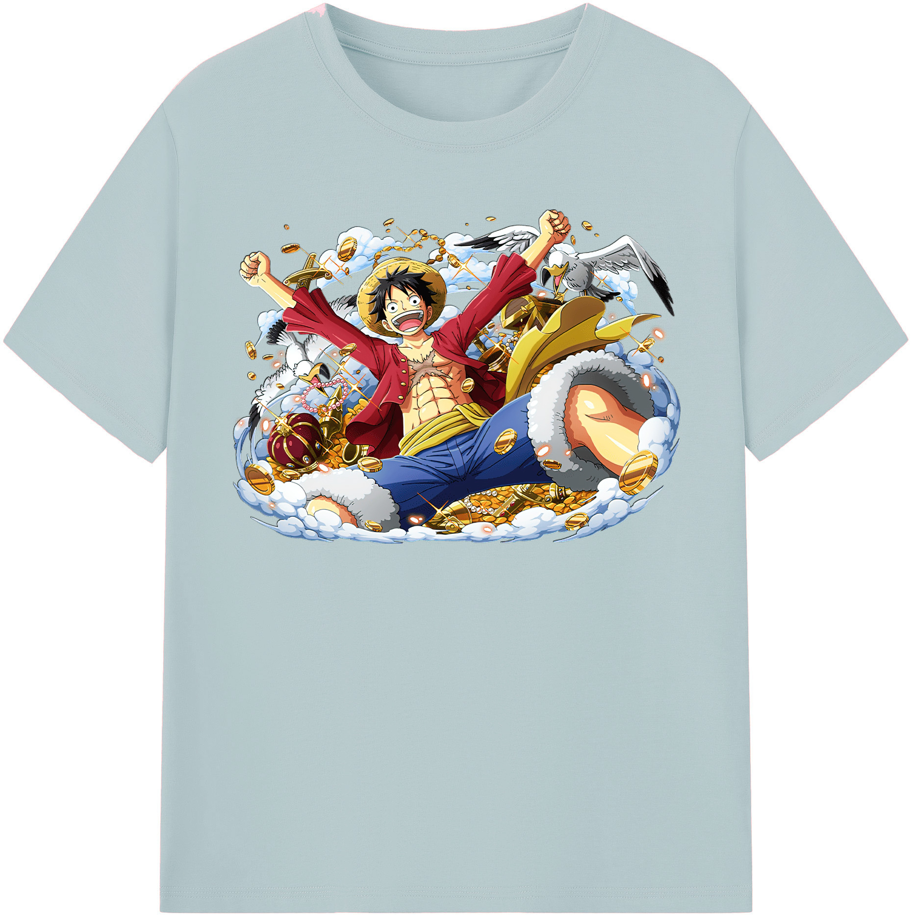 ワンピース モンキー・D・ルフィ ONE PIECE Monkey D. Luffy 綿100％半袖Tシャツ（フロントプリント）